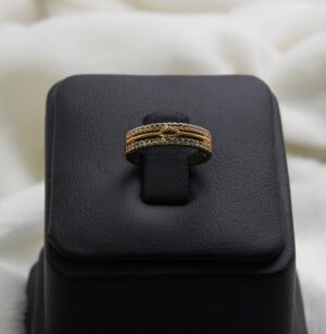Trendy Ring Luxury Ring Gold Ring for Women Elegant dual row ring with cubic zirconia stone
